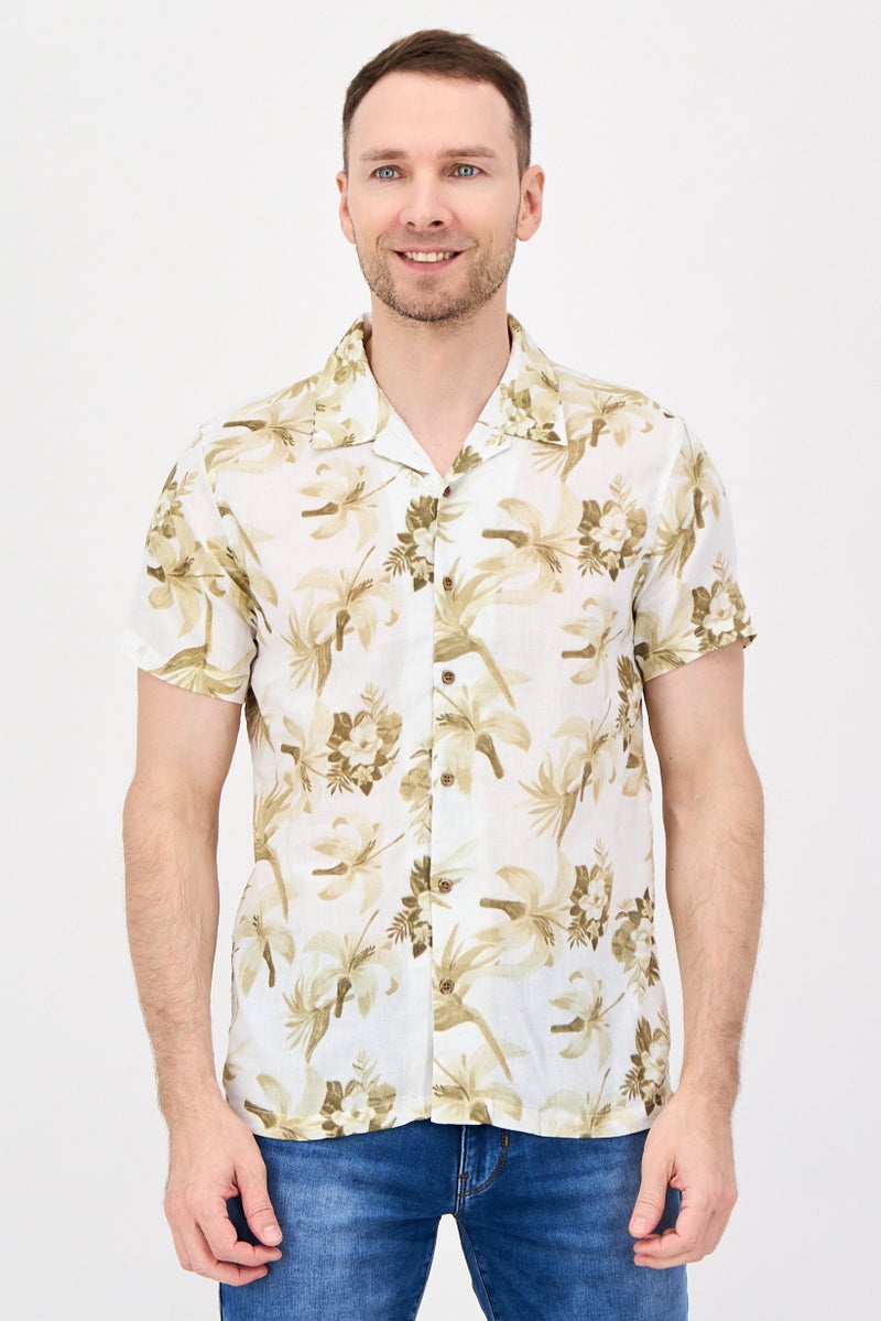 Threadbare Men Regular Fit Short Sleeve Floral Print Casual Shirt, Multicolor - Image 1